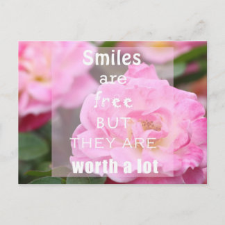 Pink rose smile postcard
