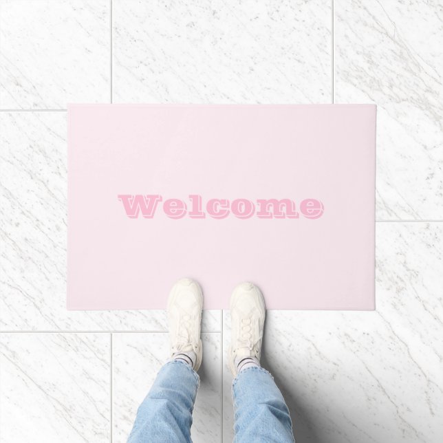 Pink Rose Soft Pale White Pastel Solid Colour Doormat (Indoor)