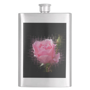 pink rose splash hip flask