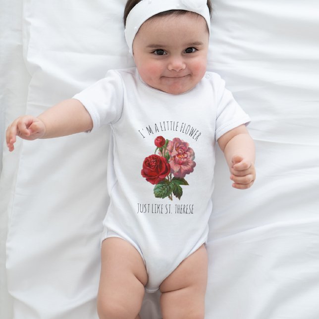 Pink Rose St. Therese Religious Cute  Floral Baby  Baby Bodysuit (Creator Uploaded)