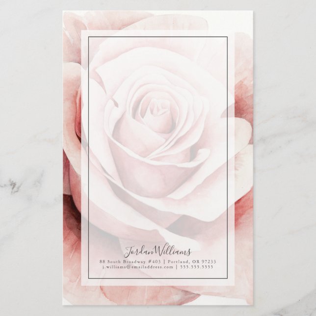 Pink Rose Stationery (Front)