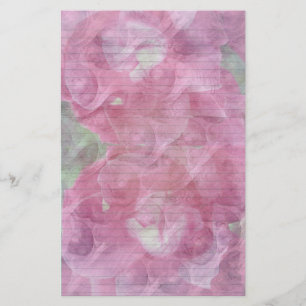 Pink Rose stationery - optional lines