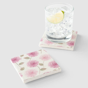 Pink Rose Stone Coaster
