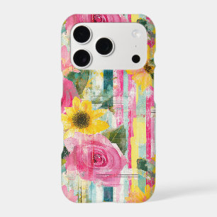 Pink Rose Sunflower Teal Summer Floral