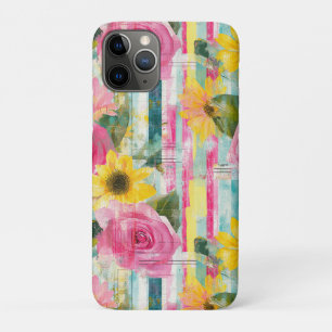 Pink Rose Sunflower Teal Summer Floral Case-Mate iPhone Case