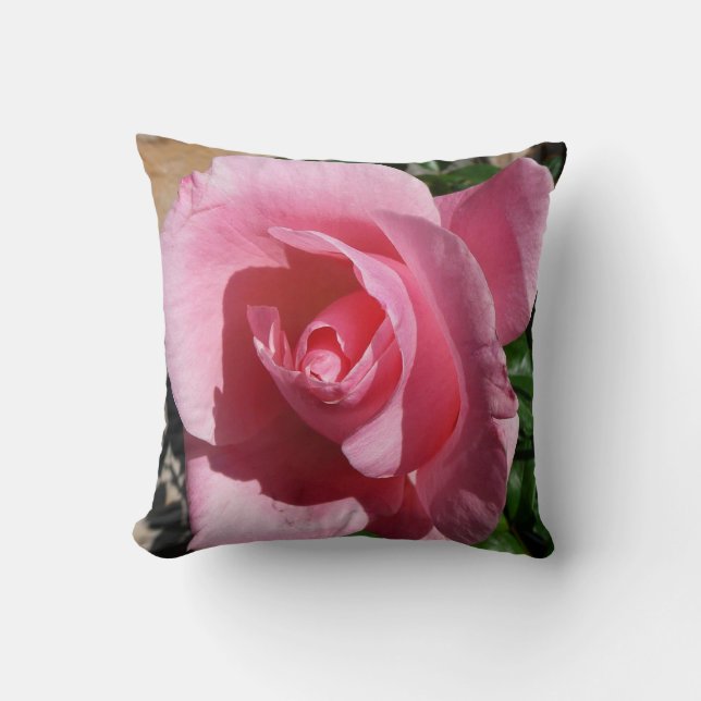 Pink Rose Sunny Garden Floral Cushion (Front)