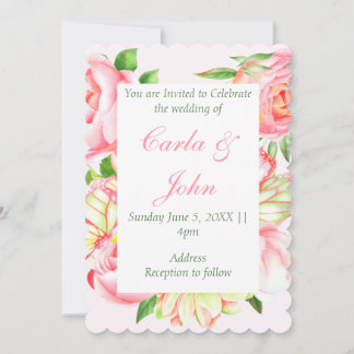 Pink Rose Sweetheart Wedding Invitation