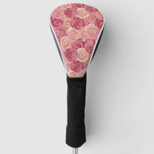 Pink Rose Swirl Glitter Seamless Pattern Golf Head Cover
