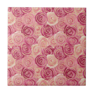 Pink Rose Swirl Glitter Seamless Pattern Tile
