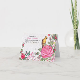 Pink Rose Sympathy Thank You Card