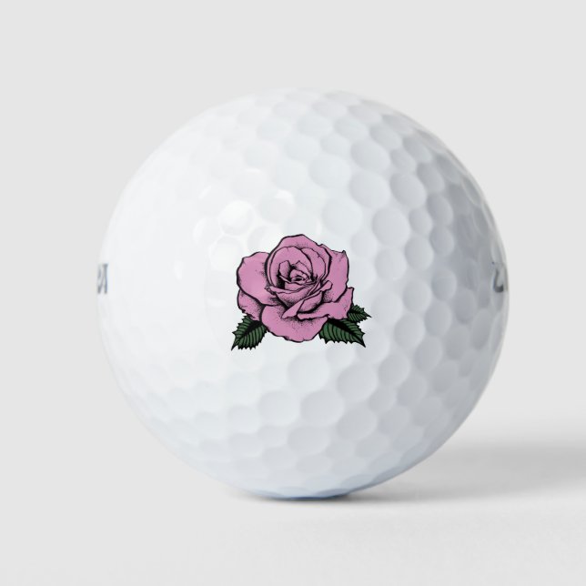 pink rose tattoo golf balls (Front)