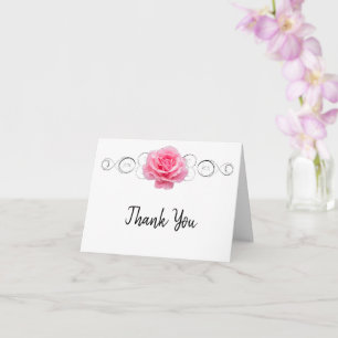 Pink Rose Thank You Card
