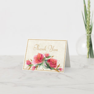 Pink rose thank you card