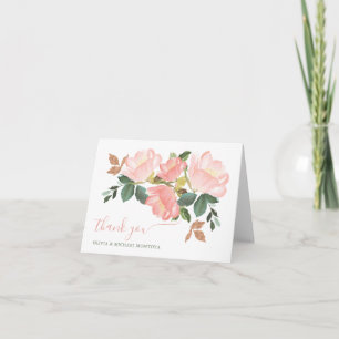 Pink Rose Thank You Card