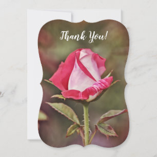 Pink Rose Thank You Flat Note Card