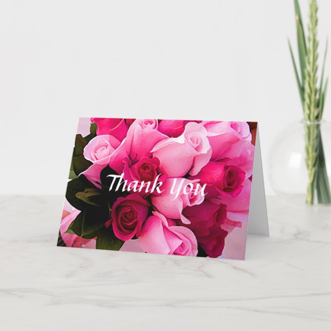 Pink Rose Thank You Notes (Front)