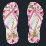 Pink Rose Tiger Lily Wedding Jandals<br><div class="desc">Pink Tiger Lilies and Roses with Greenery.</div>