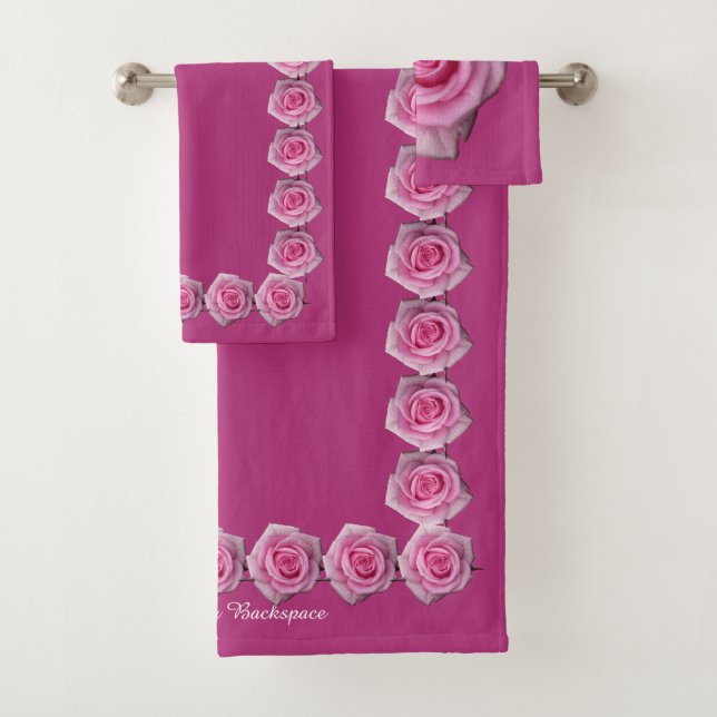 Pink Rose Towel Sets Personalised Rose Towels (Insitu)