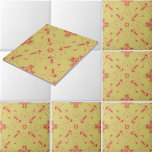 Pink rose trellis with floral medallion pattern tile<br><div class="desc">This is a digitally enhanced print derived from an vintage 1905 to 1915 pink rose trellis with floral medallion centers pattern. You can easily customize the background color. Great for backsplashes.</div>