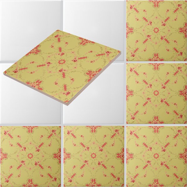 Pink rose trellis with floral medallion pattern tile (Creator Uploaded)