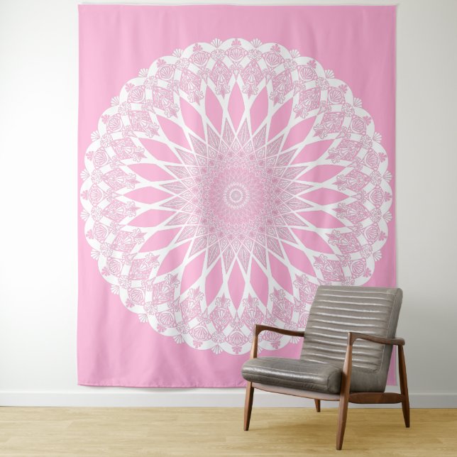 Pink Rose Tristyns Mandala Tapestry (In Situ)