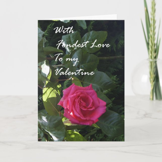 Pink Rose Valentine Card (Front)