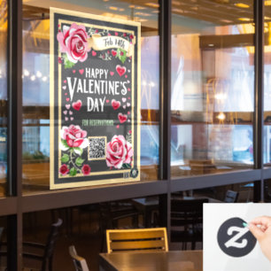 Pink Rose Valentine Window Cling/ 24x36/ Customise