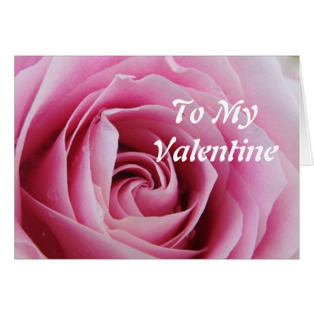 Pink Rose Valentine's Day Greeting Card (Front Horizontal)