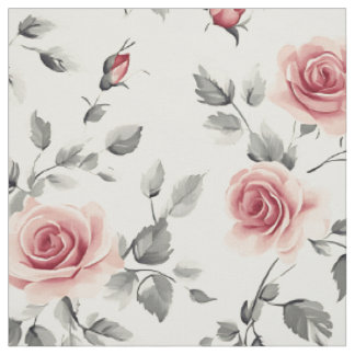 Pink Rose Vintage Cottage Floral Pattern Fabric