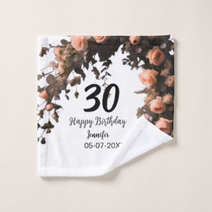 Pink rose vintage flower modern 30th birthday wash cloth