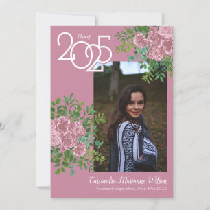 Pink Rose Vintage Graduation Announcement