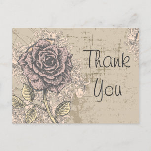Pink Rose Vintage Retro Grunge Floral Postcard