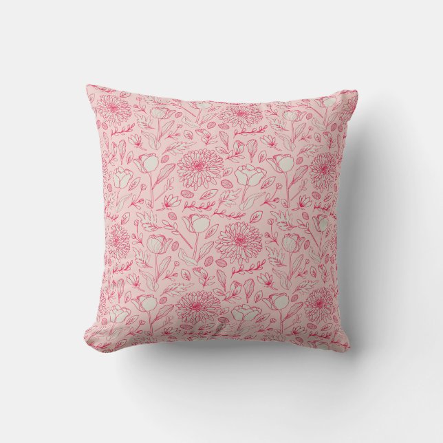 Pink Rose Vintage Throw Pillow (Front)