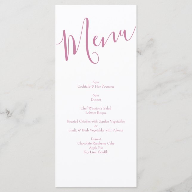 Pink Rose Vintage Wedding Menu (Front)