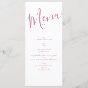 Pink Rose Vintage Wedding Menu