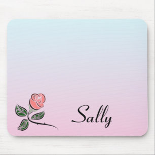 Pink Rose w/Pink and Blue Gradient Colours Mouse Pad