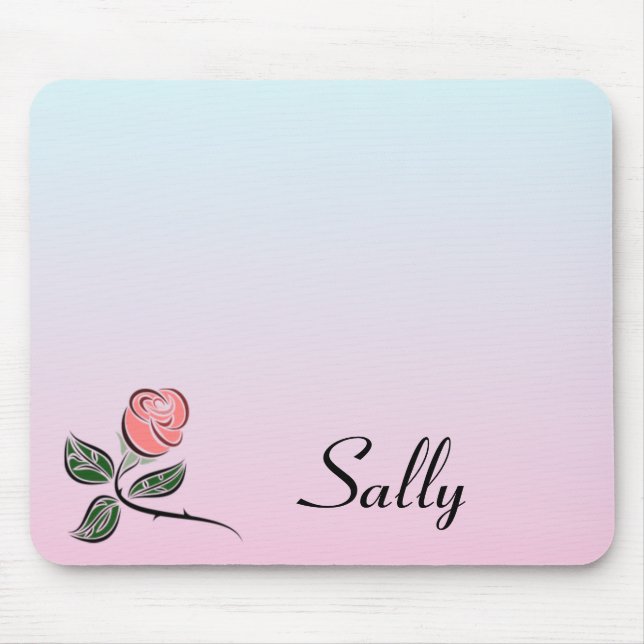 Pink Rose w/Pink and Blue Gradient Colours Mouse Pad (Front)