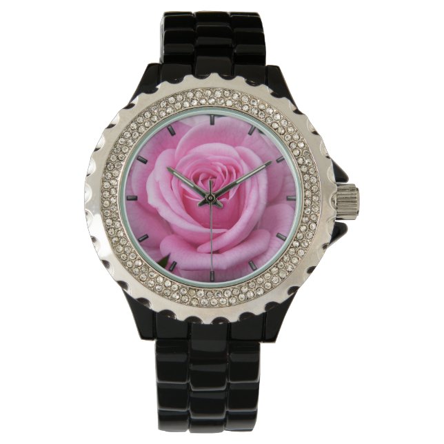 Pink Rose Watch Romantic Rose Wrist Watch Pink (Front)