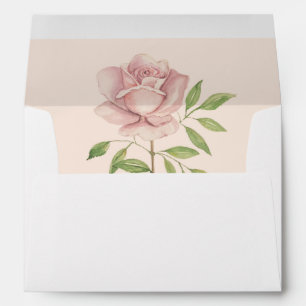 Pink Rose Watercolor Elegant Personalised Envelope
