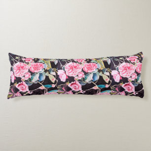 Pink Rose Watercolor Flowers Floral Painting Body Cushion