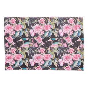 Pink Rose Watercolor Flowers Floral Painting Pillowcase