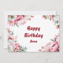 Pink Rose Watercolor Framed Personalised Birthday