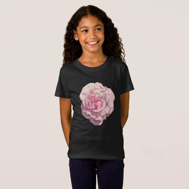 Pink Rose Watercolor Illustration T-Shirt (Front Full)
