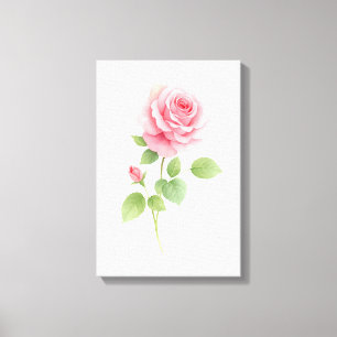 Pink Rose Watercolor Modern Wall Art Decor Gift