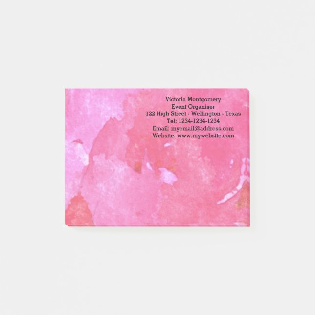 Pink Rose Watercolor Post-it Notes (Front)