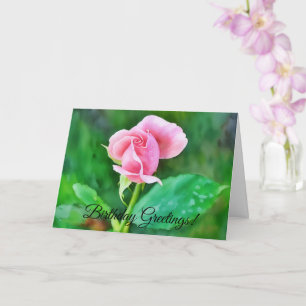 Pink Rose Watercolor Style Birthday Card