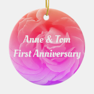 Pink Rose, Wedding Anniversary Ornament