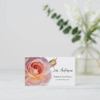 Pink Rose Wedding Event Planner Business Card