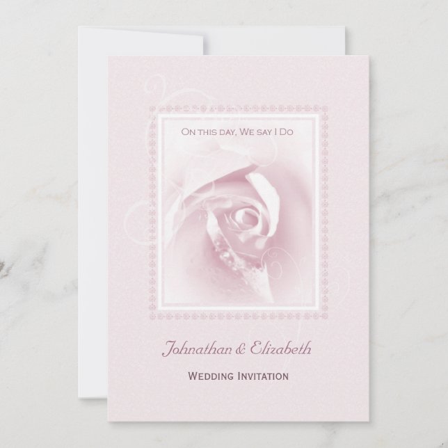 Pink Rose Wedding Invitation (Front)