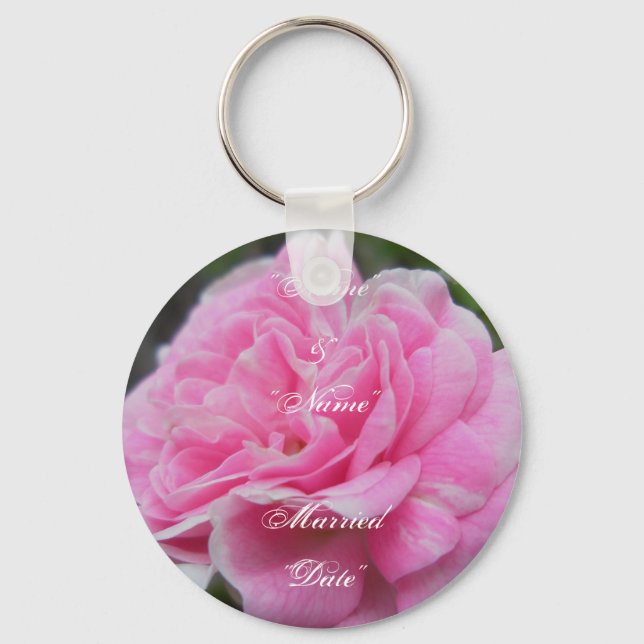 Pink Rose Wedding Remembrance Keychain (Front)